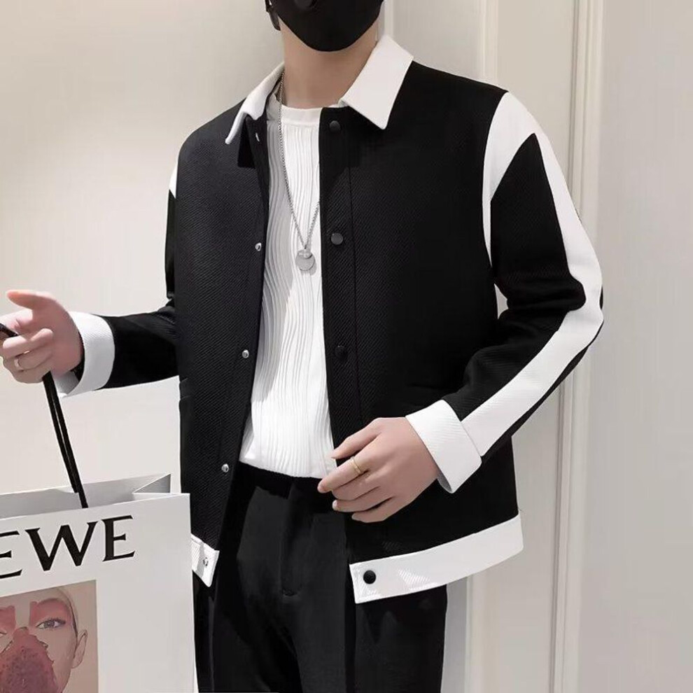 (black, 2XL) Boys' Loose Casual Lapel Jacket - New Spring & Autumn Hong Kong Styles