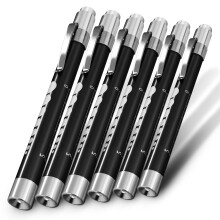 RE-GEN Doctors Nurses Reusable Aluminium LED Pen Light Diagnostics Inspection Penlight Pocket Torch Flashlight (6, Black)