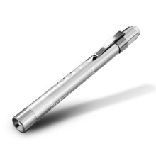 RE-GEN Doctors Nurses Reusable Aluminium LED Pen Light Diagnostics Inspection Penlight Pocket Torch Flashlight (1, Silver)