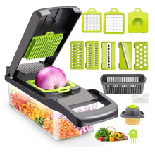 Vegetable Chopper, 14-in-1 Kitchen Mandoline Vegetable Slicer Food Chopper for Onion Veg Garlic Potato Salad Mini Dicer Chopper Cutter,Grey, SK glow