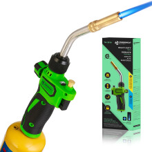 TURBOHEAT High-Intensity Propane Torch Head,Auto Trigger Start MAPP MAP Gas Torch Mini Propane Torch Head with Igniter Rubber Wrap Handle MAP