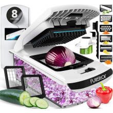 Fullstar Vegetable Chopper and Mandoline Slicer - Cheese Grater, Food Chopper with Container, Kitchen Accessories, Home Essentials (8 in 1, White)