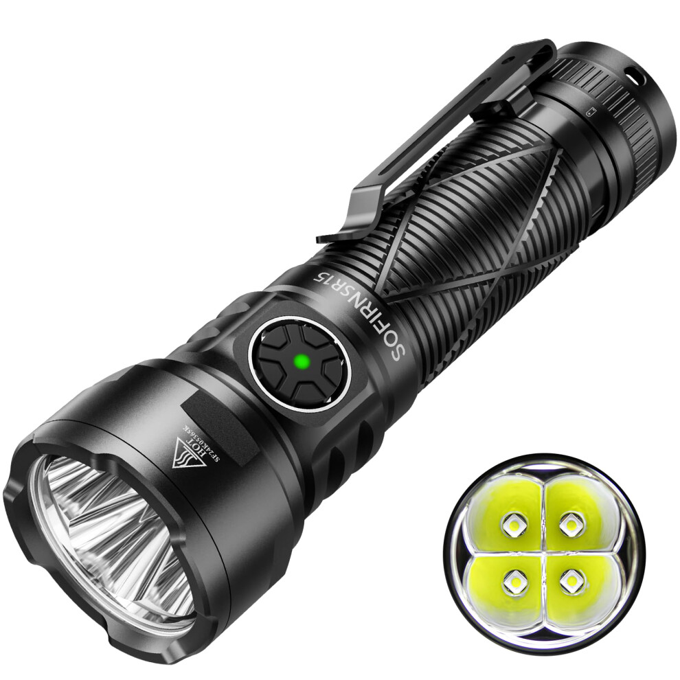 Sofirn Sr15 Led Torch 4500 Lumens 510M Beam Distance, Rechargeable Edc Torch With 4X Sft25 Leds, Super Bright Outdoor Flashlight For Camping, Hiking,