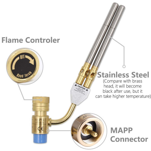Cowjag Double Head Gas Torch For MAPP Tank 1