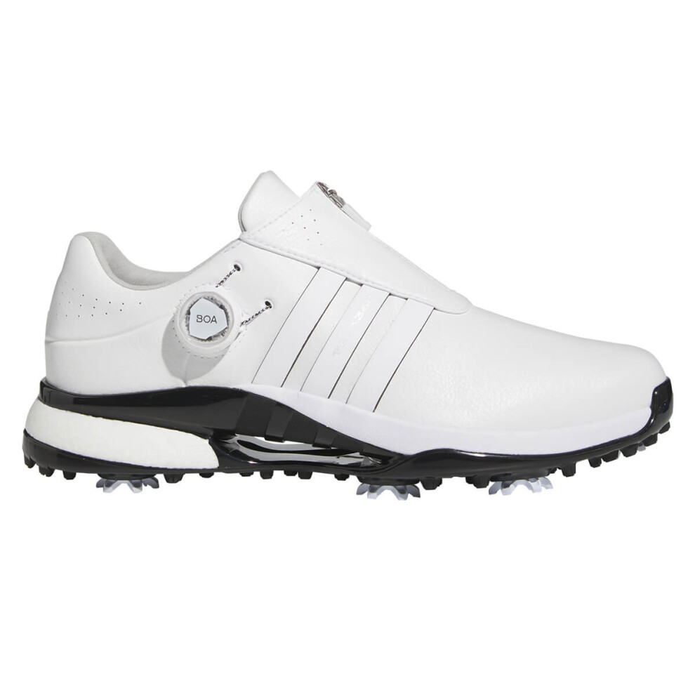 (UK 7.5, White/White/Black) adidas Golf Mens Tour 360 Boa Fastening Premium Golf Shoes