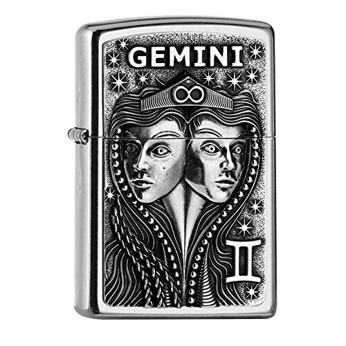 Zippo Zippo Lighter Gemini Zodiac Sign Horoscope Chrome Windproof Flame Refillable 2