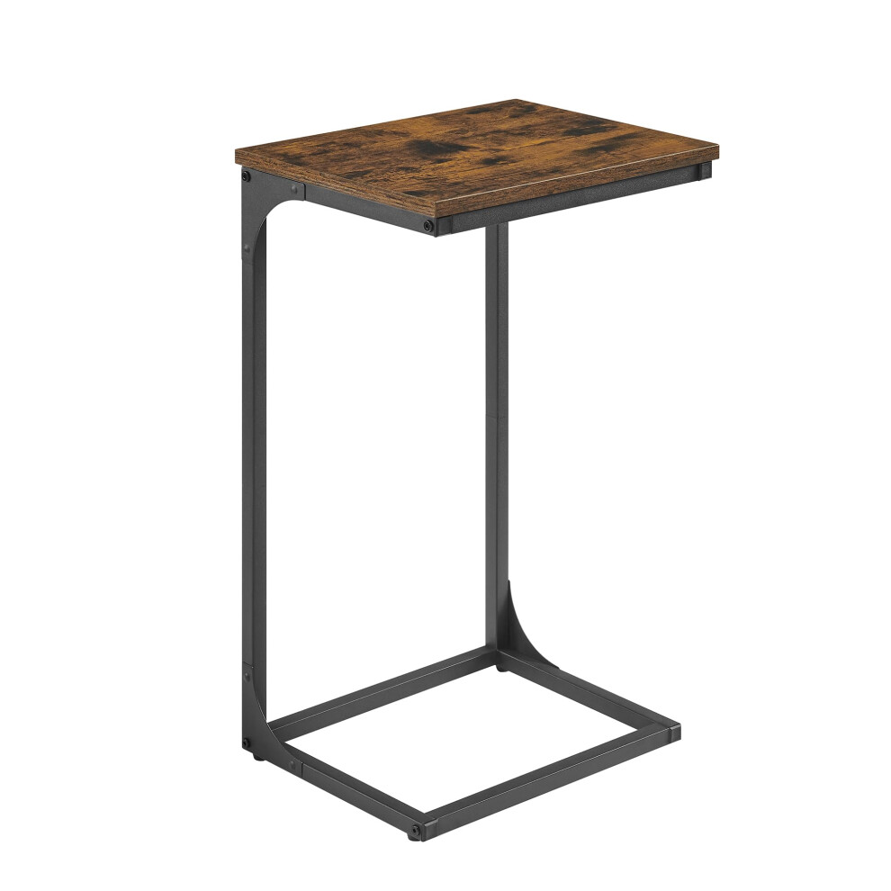 Vasagle C-Shaped Side Table, Bedside Table, Sofa Side Table, With Metal Frame, Industrial, For Living Room, Bedroom, Rustic Brown And Black Let353b01 Black,Brown