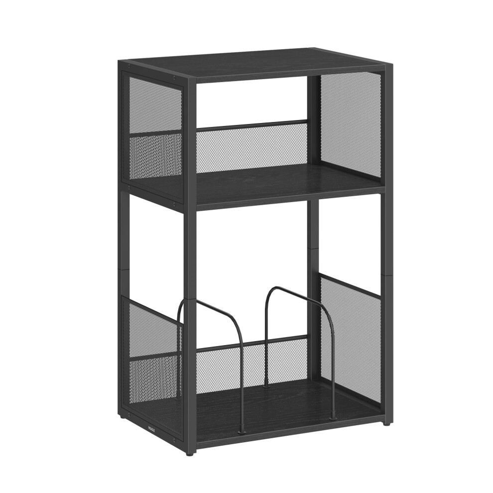 VASAGLE Record Player Stand, 3-Tier Side Table, Vinyl Record Storage up to 100 Albums, End Table for Living Room, Bedroom, Ebony Black LET275B01