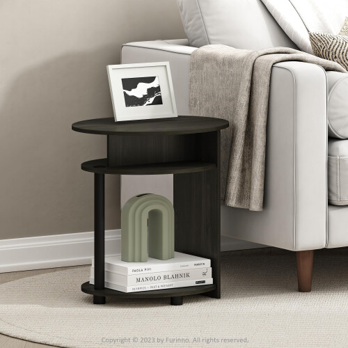 Furinno JAYA Simple Design Oval End Table, Side Table, Bedside Table, Walnut 2