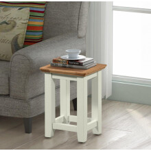 Hallowood Furniture Clifton Oak Green Off White Coffee Table, Small Occasional Table, Solid Wooden Table with Light Oak Top, Narrow Side Table and