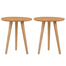 Hallowood Furniture Waverly Solid Oak Round Side Table Set of 2, Compact Wooden Bedside Table, Lamp Table, Occasional Table, Plant Stand, Coffee