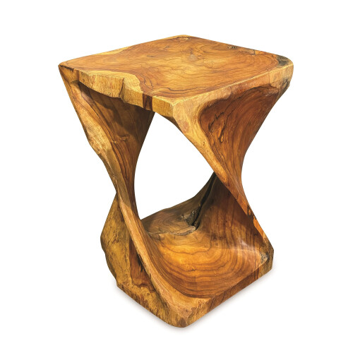 MAISONICA Teak Root Side Table Hand Carved Solid Wood Lamp Stool ...