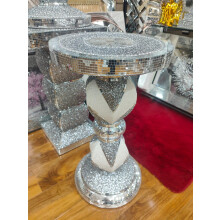 DEENZ Silver Side Table Crushed Diamond Glitter Mirrored Modern End Table Stands Bed Side Living Room Sparkle Luxury 40X60Cm (F 096)