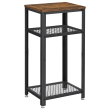 VASAGLE Side Table, Bedside Table, Sofa End Table, Telephone Table, with 2 Lattice Shelves, for Office, Hallway, Living Room, Steel Frame, Rustic