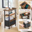 MAHANCRIS Narrow Side Table with Charging Station, 3 Tier Small End Table for Small Spaces, Slim Side Table with Storage, Thin Bedside Table for 5
