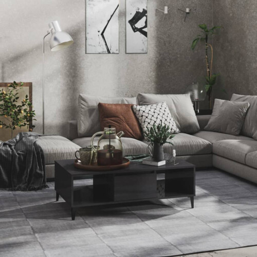 VidaXL vidaXL Coffee Table High Gloss Grey Engineered Wood Couch End Indoor 1
