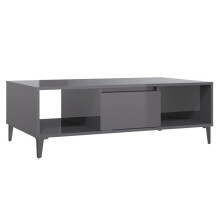 vidaXL Coffee Table High Gloss Grey Engineered Wood Couch End Indoor