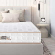 BedStory Spring Mattress, Double Bonnell Springs Mattress Foam Mattress, Skin-friendly Knitting Fabric Mattress Medium Firm, 135x190x14CM