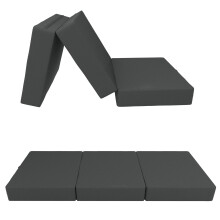 POKAR Folding Bed Floor Foldable Waterproof Mattress Guest Bed Car Camping Mattress Travel Bed 80 x 195 x 15 cm, Anthracite