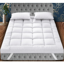 LOOMERIG Premium 4-Inch/10cm Microfiber Mattress Topper Double Bed ? Soft and Fluffy Mattress Topper with Box Stitching for Enhanced Comfort (Double -
