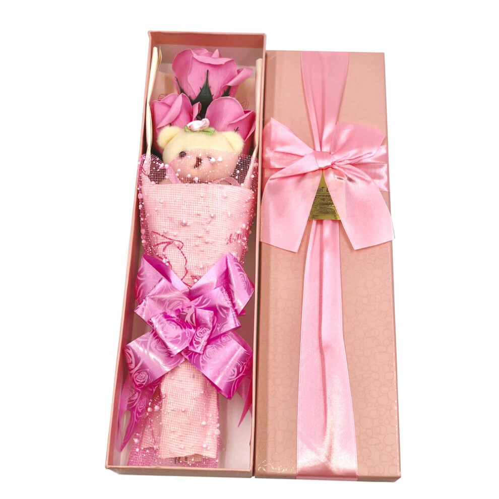 Abbie Home Flower Bouquet 3 Scented Soap Roses Gift Box with Cute Teddy Bear for Her Him Valentine's Day Anniversary Wedding Mothers Day Birthday Gift-image-OPC-PFT5Y8W-NEW