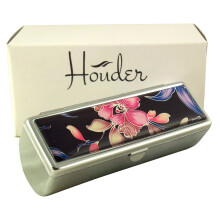 Houder Designer Lipstick Case with Mirror for Purse - Decorative Lipstick Holder with Gift Box - Velvet Lined - Protect Your Lipsticks in Style (Orchi