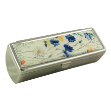 Houder Designer Lipstick Case with Mirror for Purse - Decorative Lipstick Holder with Gift Box - Velvet Lined - Protect Your Lipsticks in Style (Blue