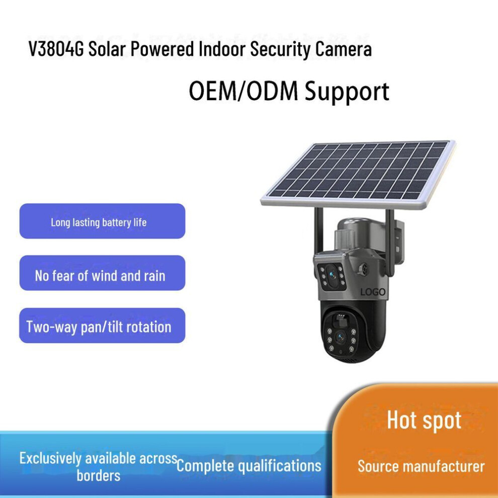 (4G Version with Lifetime Data Package) V380 4g Outdoor Solar Dual-screen Binocular Security Camera, Low Power Consumption