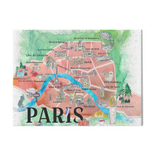 (Paris France City Of Love Magazine Illustrated Travel Ads Favorite Touristic Highlights=2832) Canvas Print DIY Framed Kit Wall Art for Living Room Bedroom Retro Farmhouse Decor 16x20 inch