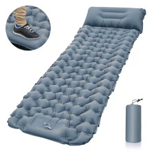 (Gray) Camping Inflatable Mattress With Pillows, Travel Folding Bed