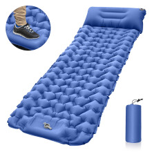 (BLUE) Camping Inflatable Mattress With Pillows, Travel Folding Bed