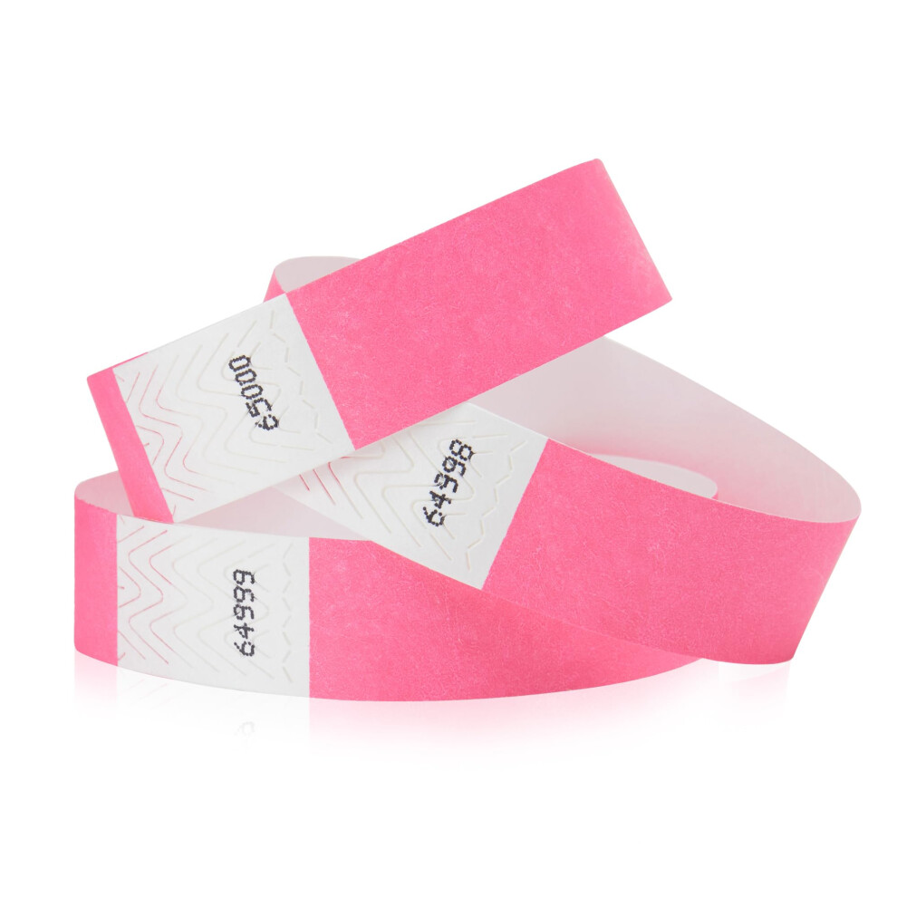 Wristco Neonpinke Tyvek-Armbander Fur Veranstaltungen ? 5.000 Stuck ? Manipulationssicheres Design Und Fluoreszierende Farbe Verhindern Wiederver-image