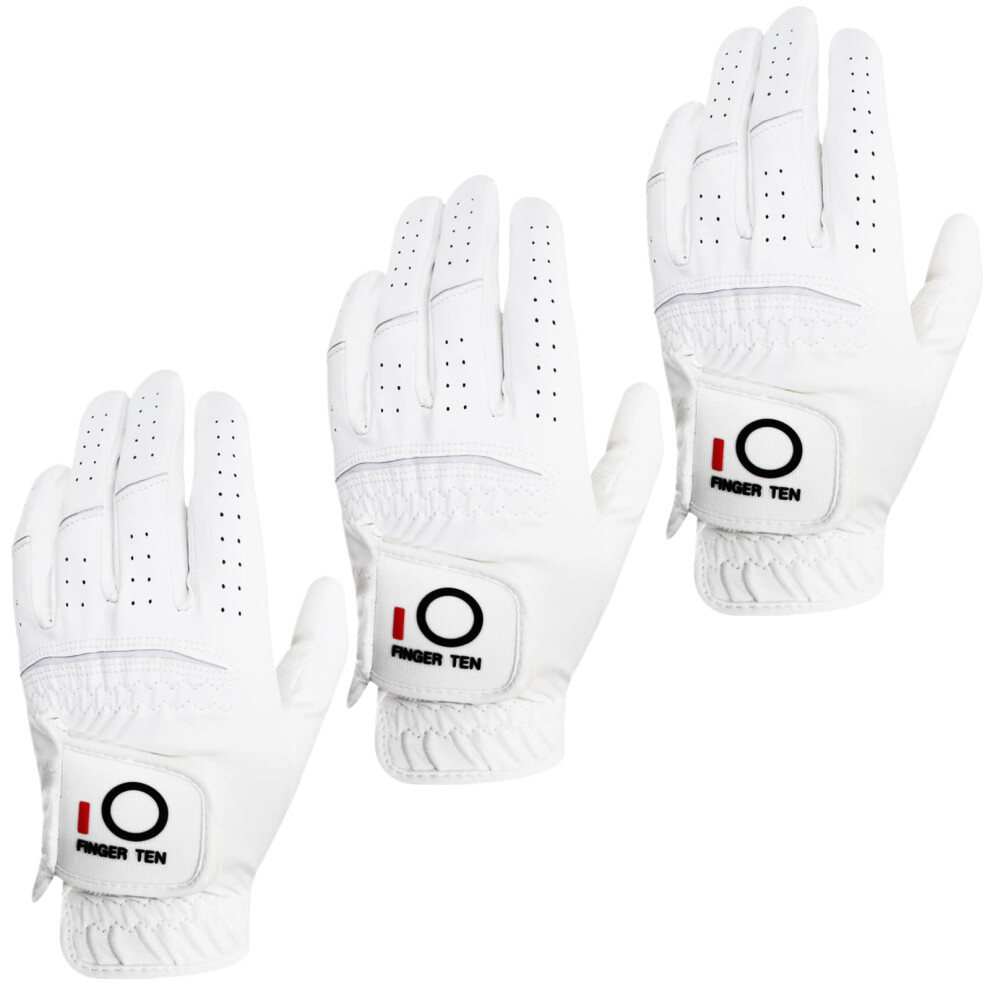 Finger Ten Golfhandschuhe Fur Herren, Fur Die Linke Und Rechte Hand, Regengriff, 3Er-Pack, Fur Jedes Wetter, Robuster Griff, Gr Sse S, M, L, Xl, W-image