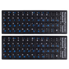 2PCS Russian Keyboard Stickers  Russian-English Keyboard Letters Replacement Sticker Blue Font with Black Background for PC Computer Laptop