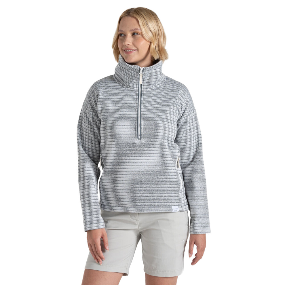 (18 UK, Stormy Grey) Craghoppers Womens/Ladies Daisy Stripe Half Zip Fleece Top
