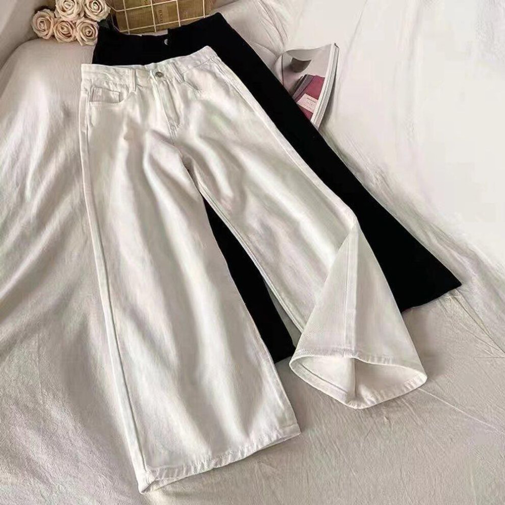 (white, XL) High-waist Wide-leg Slim Jeans For Women - Spring/autumn 2025, Thin White Loose Straight Pants