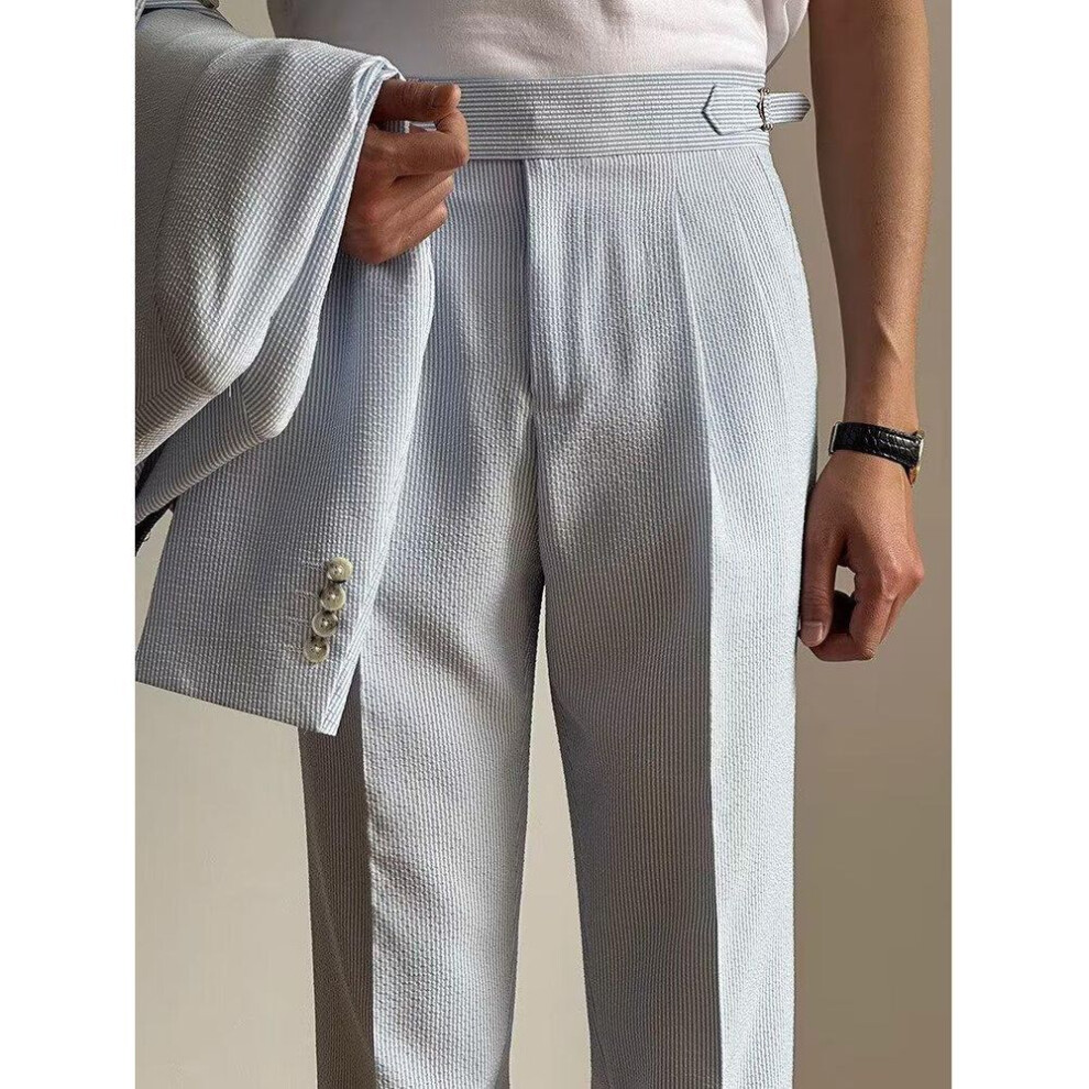 (blue, 28) Men's Trendy Slim Fit Nine-point Harem Trousers For Spring, Summer, And Autumn