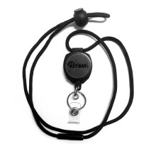 Badge retractable de Key-Bak Rettracable Badge and Keychain Breakaway Lanyard avec un anneau cle et un I.D. claire sans torsion. Support de badge