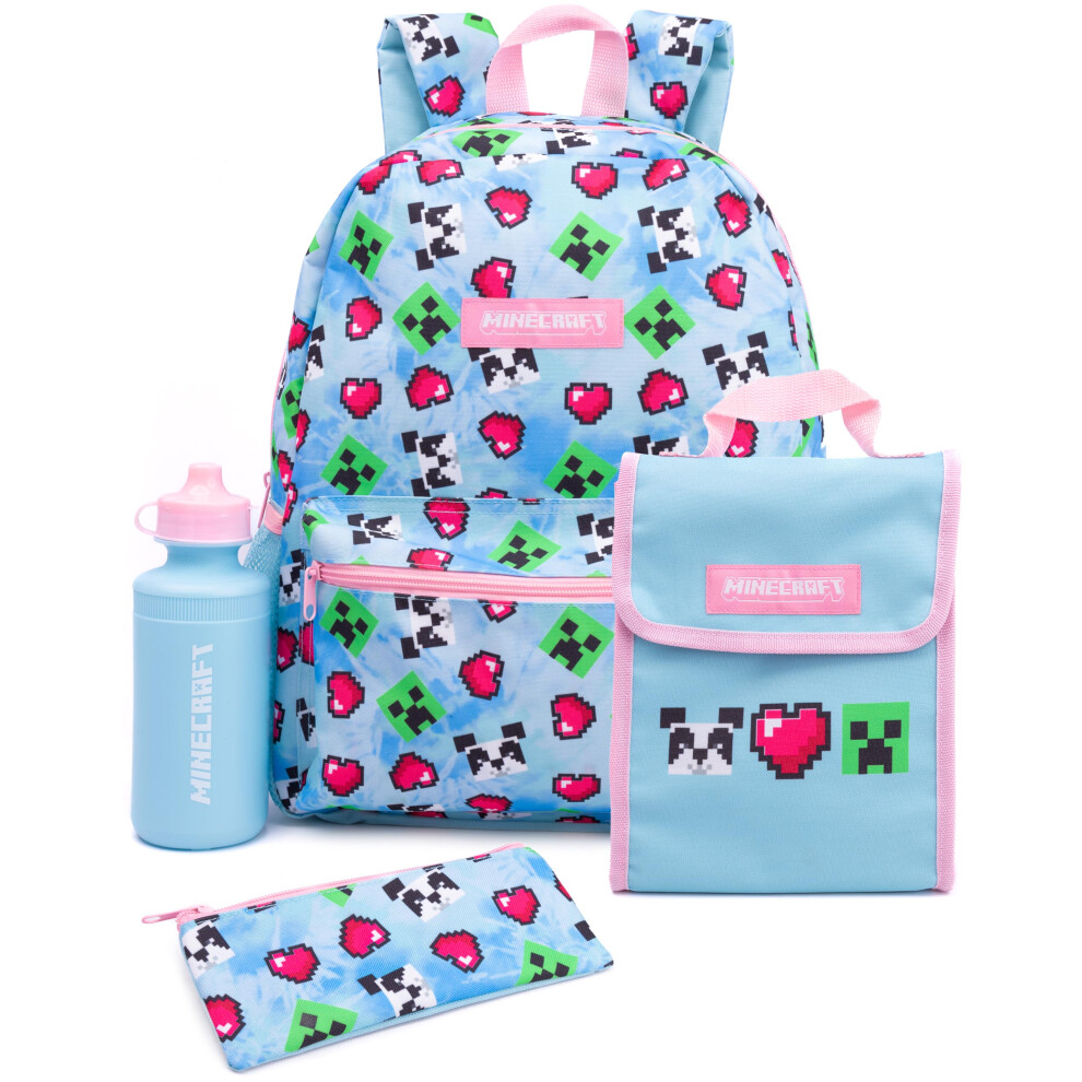 Minecraft 4 Piece Backpack Set (Girls Blue)