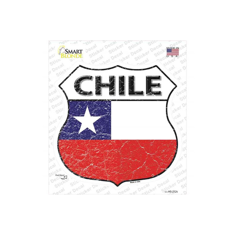 Smart Blonde Hs-212S-M Chile Flag Novelty Highway Shield Sticker Decal - Medium 792636470141