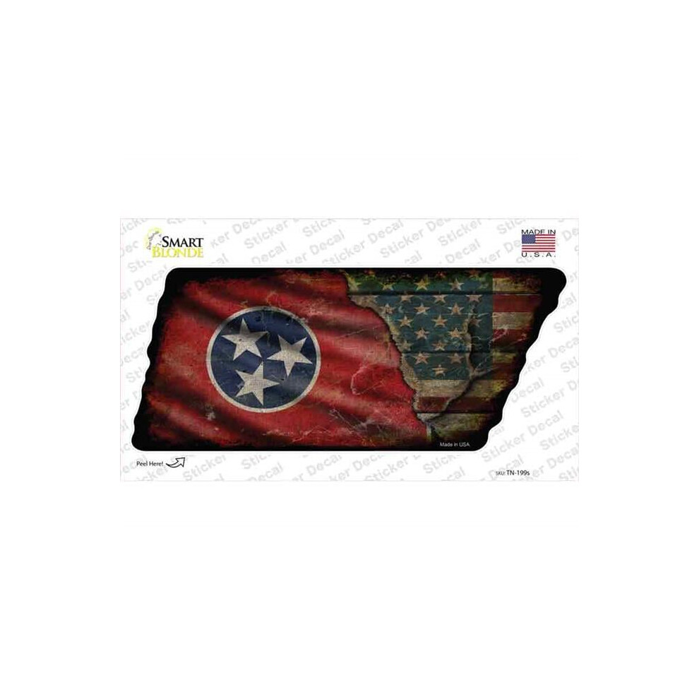 Smart Blonde Tn-199S-M Tennessee American Flag Novelty Rusty Tennessee Shape Sticker Decal - Medium 792636467608