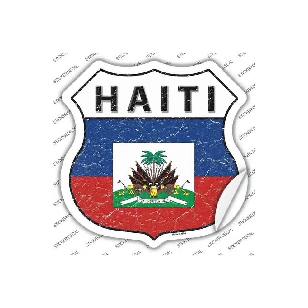 Smart Blonde Hs-272S-S Haiti Flag Novelty Highway Shield Sticker Decal - Small 792636470448