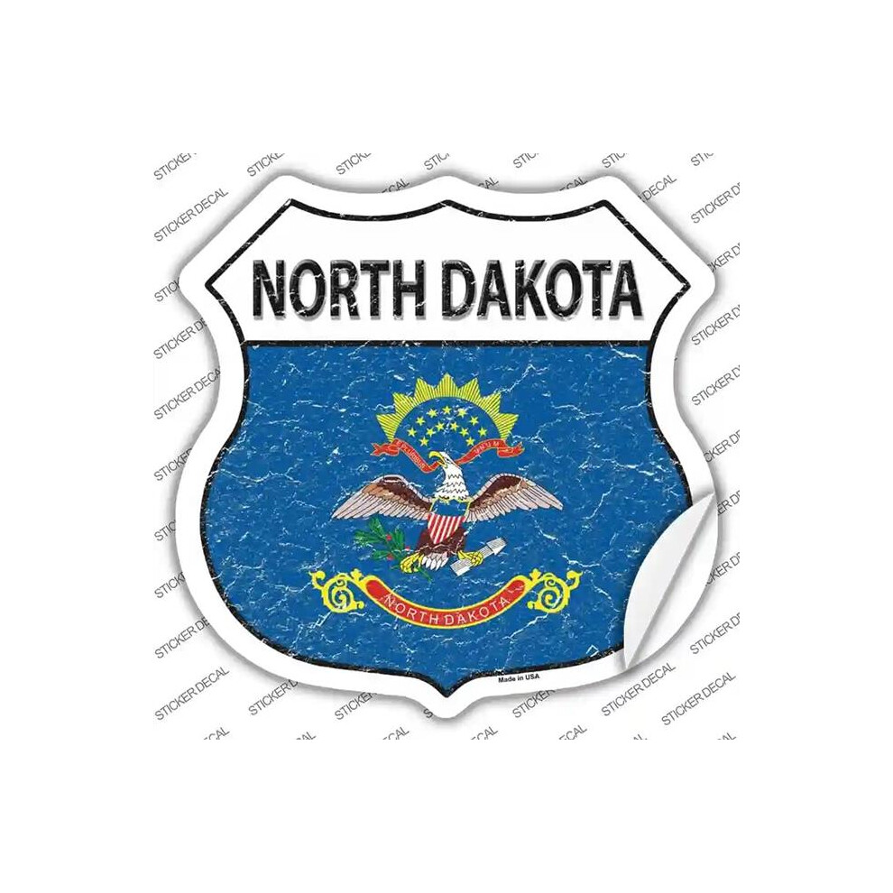 Smart Blonde Hs-142S-L North Dakota Flag Novelty Highway Shield Sticker Decal - Large 792636469763