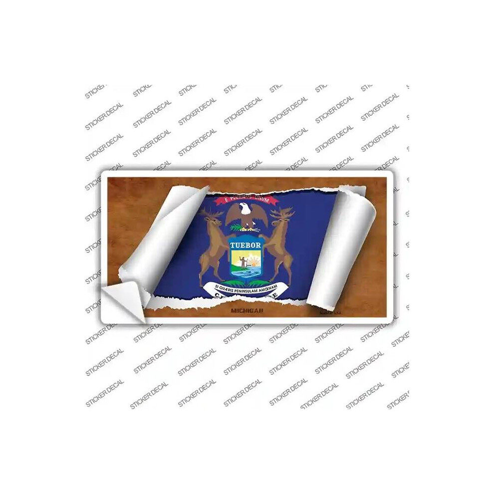 Smart Blonde Lp-9028S-L Michigan Flag Scroll Novelty Sticker Decal - Large 792636486845