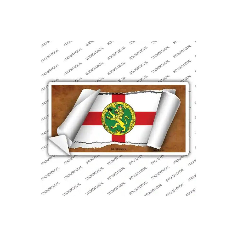 Smart Blonde Lp-9117S-S Alderney Flag Scroll Novelty Sticker Decal - Small 792636487286