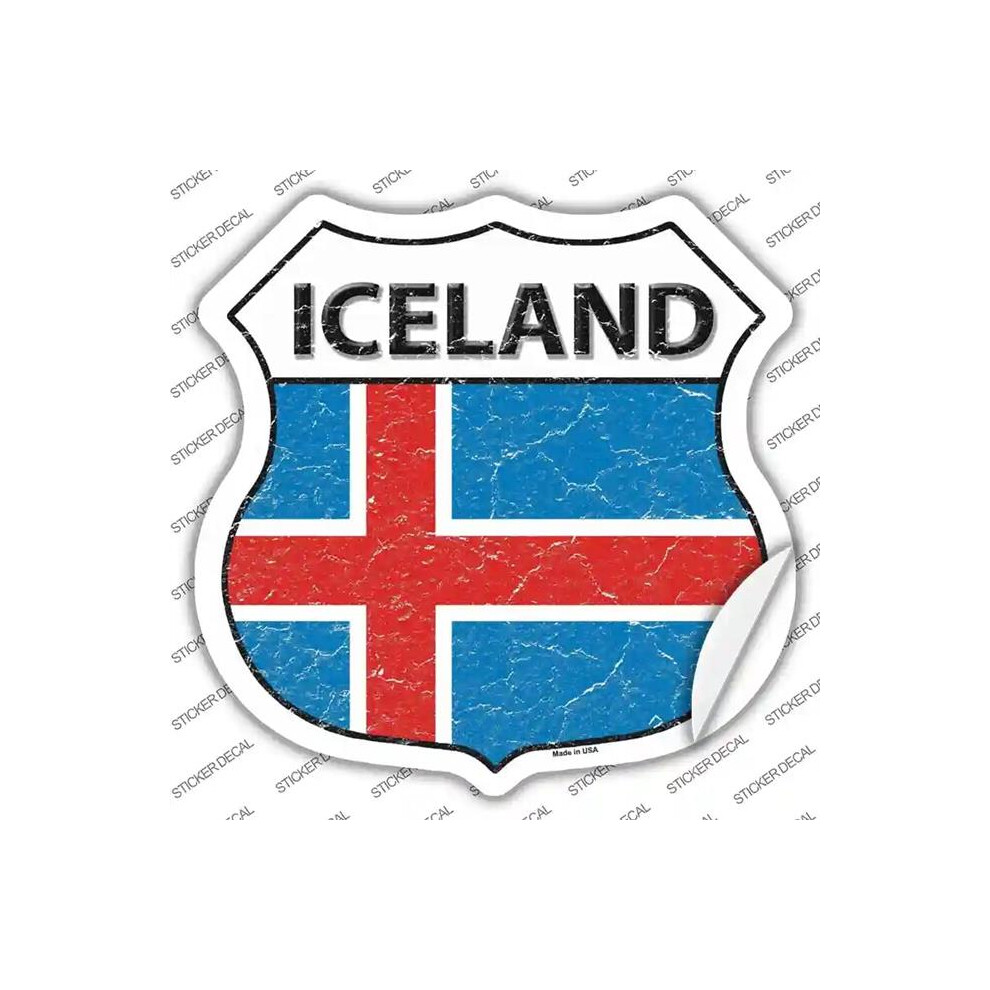 Smart Blonde Hs-277S-L Iceland Flag Novelty Highway Shield Sticker Decal - Large 792636470462