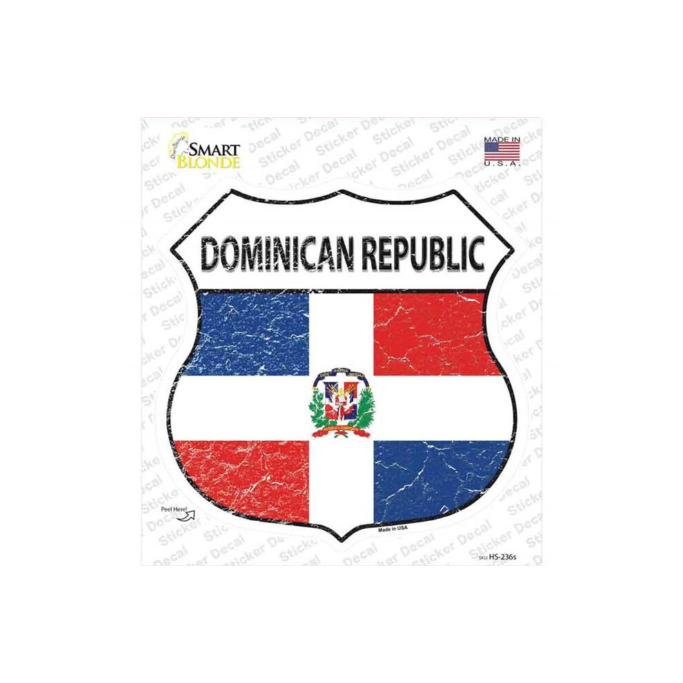 Smart Blonde Hs-236S-M Dominican Republic Flag Novelty Highway Shield Sticker Decal - Medium 792636470257
