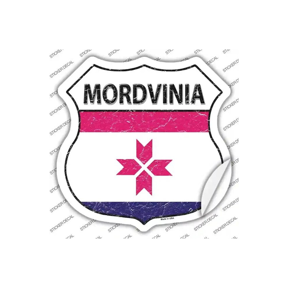 Photos - Other Electrical Equipment Smart Blonde HS-339s-S Mordvinia Flag Novelty Highway Shield Sticker Decal - Small