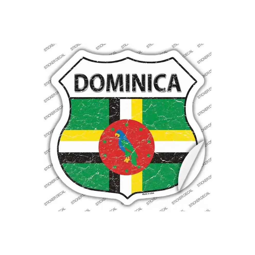 Smart Blonde Hs-235S-L Dominica Flag Novelty Highway Shield Sticker Decal - Large 792636470240