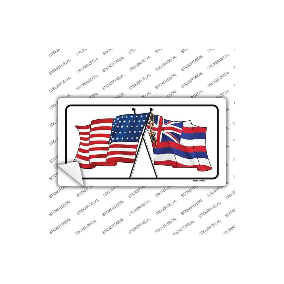 Smart Blonde Lp-11471S-L Hawaii Crossed Us Flag Novelty Sticker Decal - Large 792636492709